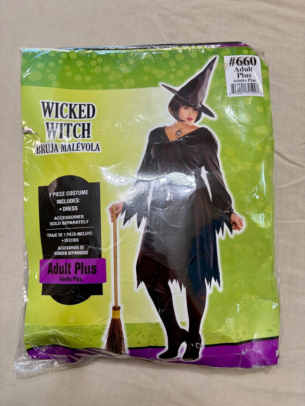 Wicked Witch Adult Plus Black Polyester Dress Costume Halloween